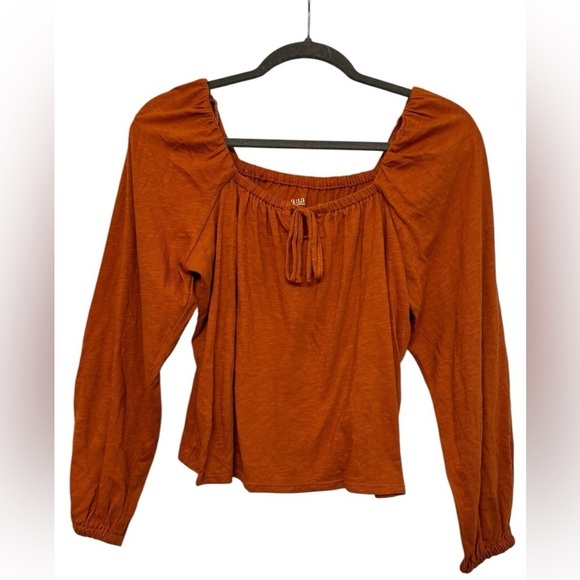 a.n.a. Split Tie Neck Long Sleeve Blouse PS - Picture 4 of 10